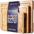 Pre-Oiled, Non Toxic 3-Piece Bamboo Cutting Board Set of 3, Pre-Oiled
