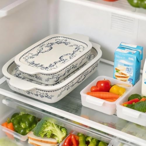 ACMLIFE Ceramic Casserole Dish Set, 4 Pcs, Blue and White
