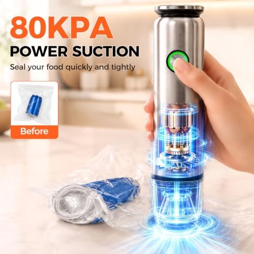 Handheld Vacuum Sealer for Food, 30 Reusable Bags