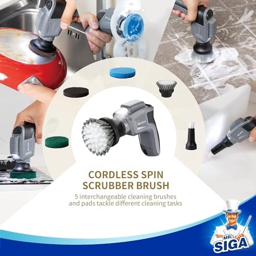 MR.SIGA Electric Spin Scrubber for Kitchen and Bathroom