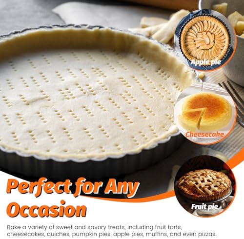 2 Pack Tart Pan 11 Inch with Removable Bottom, Non-Stick Carbon Steel
