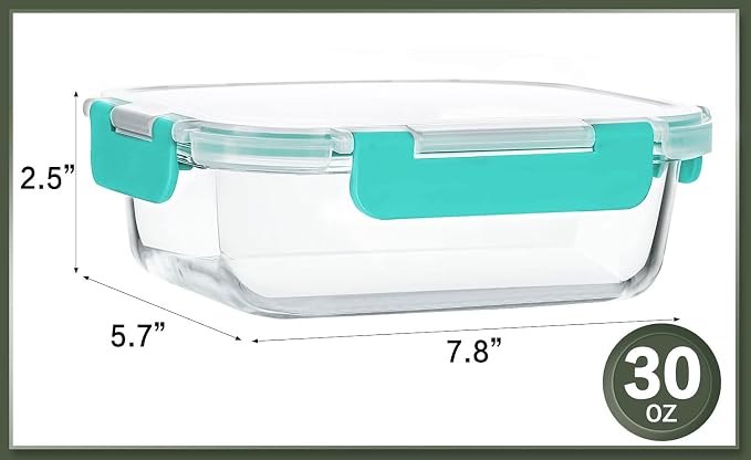 KOMUEE 10 Packs 30 oz Glass Meal Prep Containers, Glass Food Storage Containers - Image 2