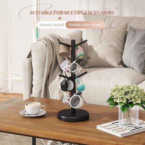 STDDRE Mug Holder Tree 360° Rotated Mug Tree Coffee Cup Holder Bamboo
