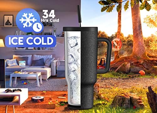 Meoky 40oz Tumbler with Handle, Leak-proof Lid and Straw, Insulated