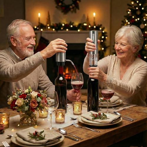 4-in-1,Premium,Rechargeable Wine Opener,Aerating Pourer,Stopper,Foil