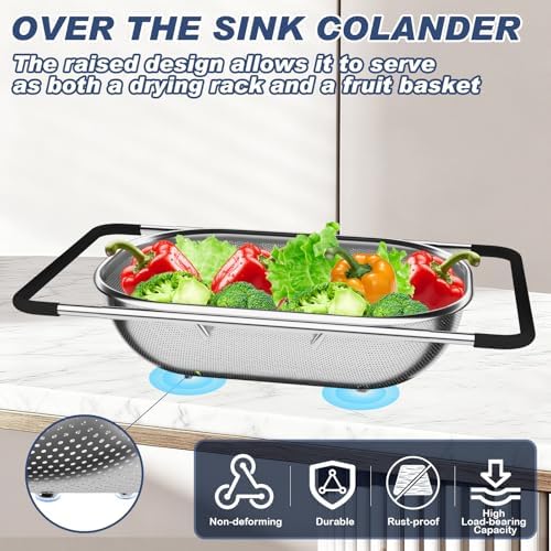 Over the Sink Colander, Expandable Strainers and Colanders with Fine