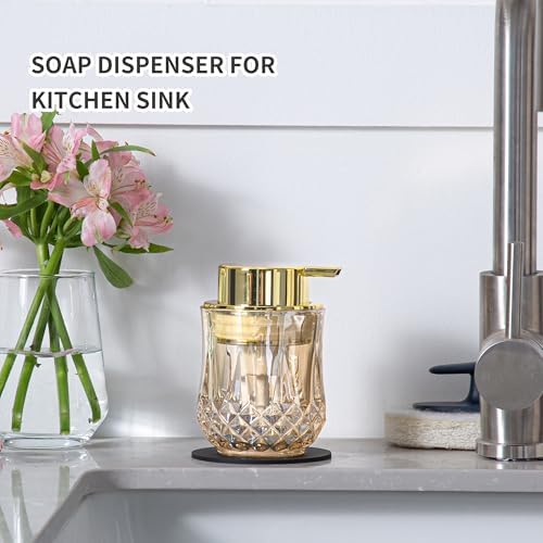 Enra Glass Soap Dispenser, Gold Hand Soap Dispenser Crystal Small