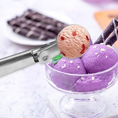 Ice Cream Scoop,Portable Stainless Steel Ice Cream Scoop with Trigger