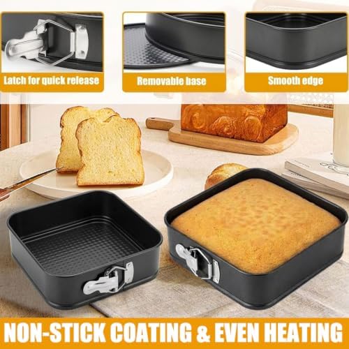 Springform Cake Pan Set of 4 Nonstick Cheesecake Pans with Removable