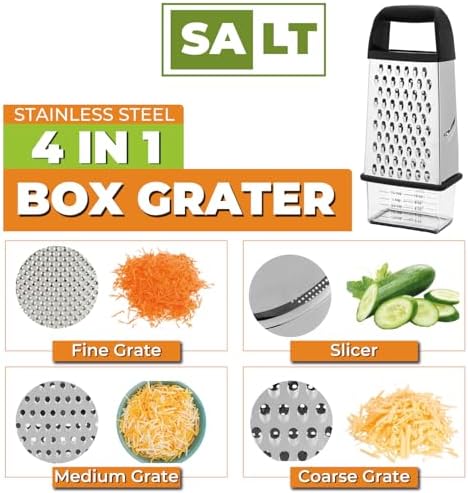 XL4-Sided Cheese Grater for Kitchen With Container- 100% BPA-Free