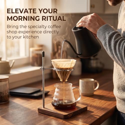 Pour Over Coffee Maker Stand with American Black Walnut Base