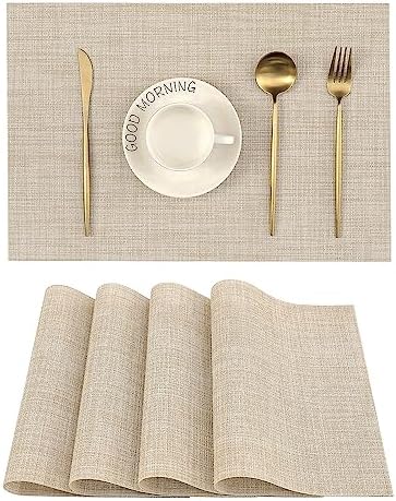 Beige Placemats Set of 4 - Heat-Resistant, Non-Slip Table Mats
