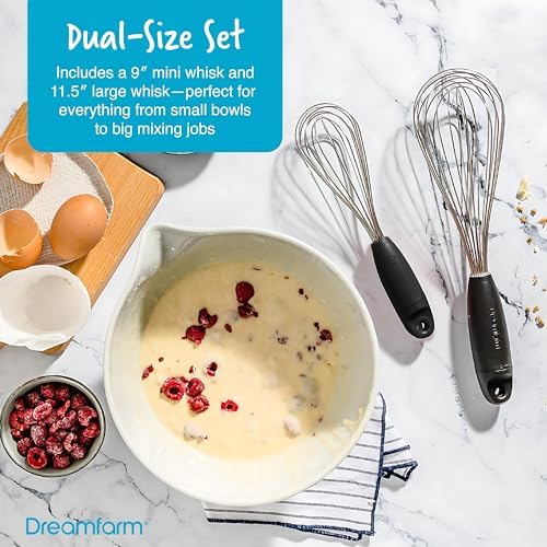Dreamfarm Flisk Whisk, Set of 2 - Flat & Balloon Whisk (Red)