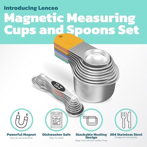 Magnetic Measuring Cups and Spoons Set of 17 - Stackable Stainless