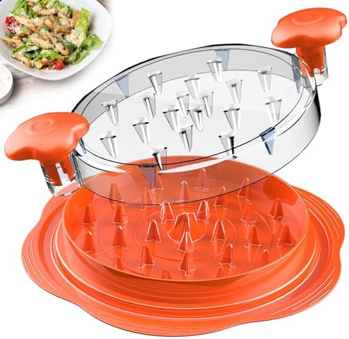 Chicken Shredder Tool Twist with Brush & Fork, Orange
