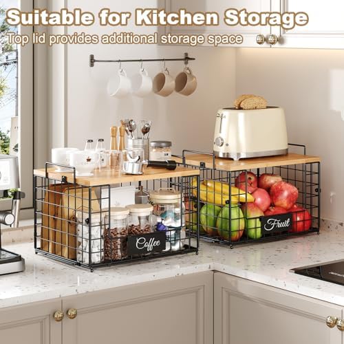 2 PACK XXL Potato and Onion Storage Bins, Pantry Organizers and