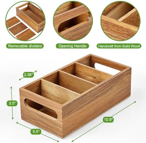 DRASTAR Pantry Organization and Storage Bins, Acacia Wood Seasoning