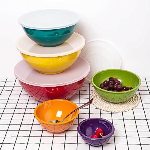 KX-WARE Melamine Mixing Bowls with Lids - 6 Piece Melamine Bowls and