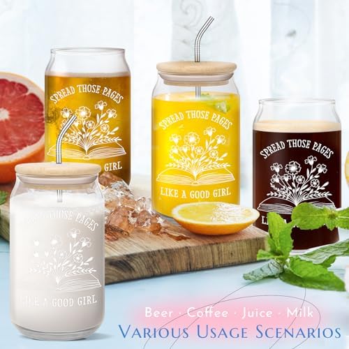 Book Lovers Gifts for Readers Teacher Gift 16oz Glass Cup