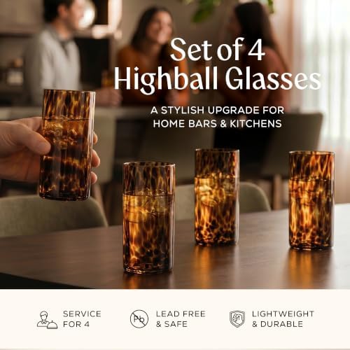 Joseph Sedgh Collection Tortoise Shell Highball Glass Set of 4