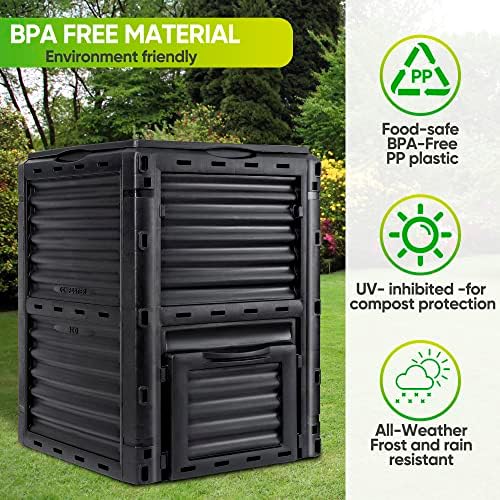 F2C 80Gal Outdoor Compost Bin, Black
