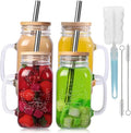 4 Pack 24Oz Mason jar cups with lids and straws, Mason Jars with