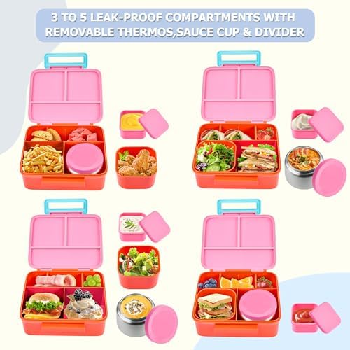 Bento Lunch Box for Kids with 8oz Soup Thermo, Leak-proof Lunch Food