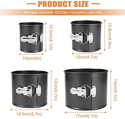 Springform Cake Pan Set of 4(4”/4.7”/5.7”/6.7”),Heighten Mini Nonstick