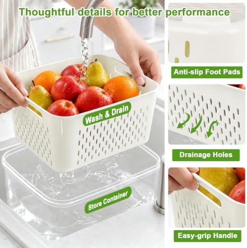 Fruit Storage Containers for Fridge, Airtight & Leakproof, 3 Pack