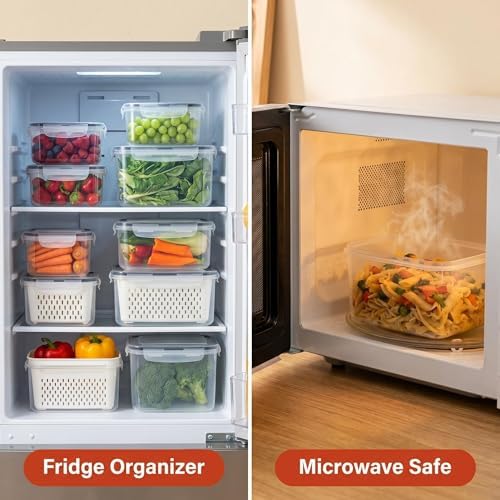 Fruit Storage Containers, 4-Pack, with Removable Colander