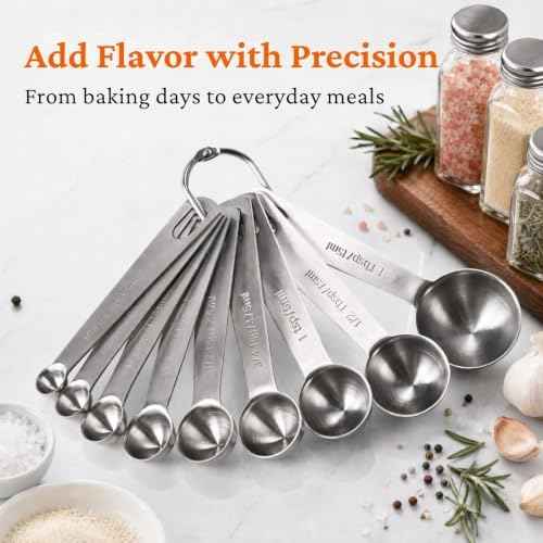 35PCS Stainless Steel Measuring Cups and Spoons Set, 7 Nesting Measuring Cups, Round & Rectangular Spoons with Clear Engraved Markings, 2-Pack Mini Spoon Sets with Leveler for Precise Cooking & Baking