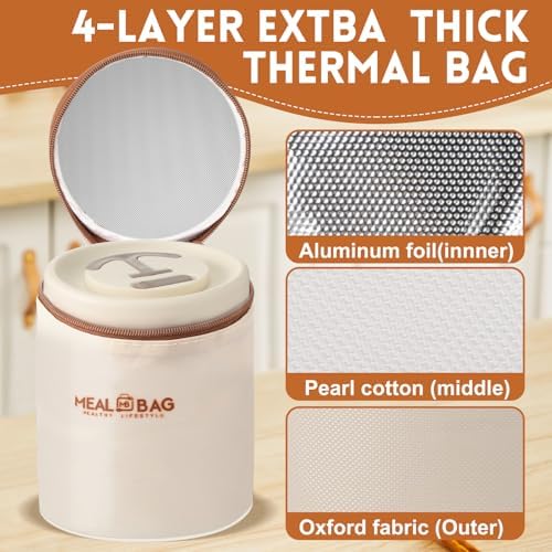 Dandat 2 Portable Insulated Bento Lunch Containers, Beige