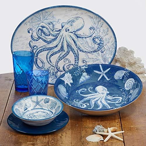 Oceanic 3-Piece Melamine Hostess Set – Includes Chip & Dip Server