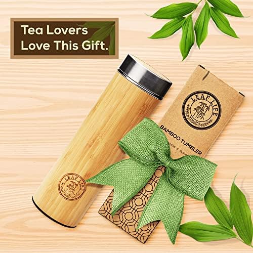 LeafLife Premium Bamboo Tea Tumbler with Infuser for Loose Leaf Tea