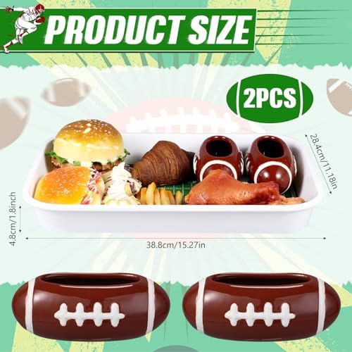 Vesici 4 Pcs Football Stadium Chip and Dip Set Football Serving Tray