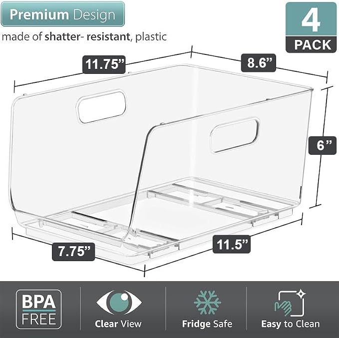 Sorbus Stackable Storage Bins Open Front - Image 3