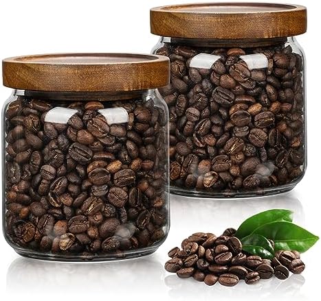 2PCS Small Glass Storage Jars with Airtight Lids, 17 fl oz (500ml)