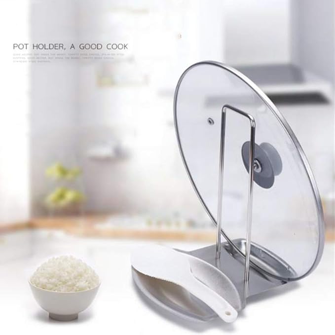 Pot Lid Holder Spoon Rest, Stainless Steel Utensils Pan Pot Cover Lid Rack - Image 6