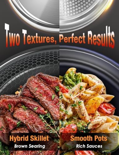 DUXANO Ceramic Pots and Pans Set Non Stick, 2026 Upgraded Hybrid Frypan, 1.5&2 QT Saucepans with Lid, Oil-less Cooking, PFAS Free Non Toxic, Induction Ready,Oven&Dishwasher Safe,Removable Handle,12PC