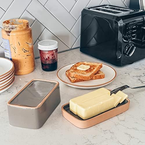 MORA CERAMICS HIT PAUSE Two-in-One Butter Dish with Lid, Covered Crock