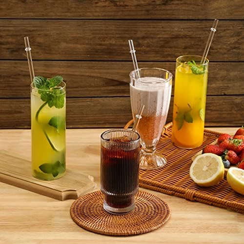 24 Pack, HIGHLY Transparent Reusable Plastic Straws with 4 Cleaning
