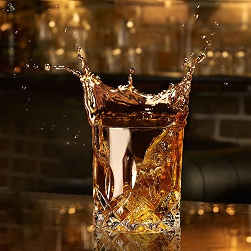 OPAYLY Whiskey Glasses Set of 4, Rocks Glasses, 10 oz Old Fashioned