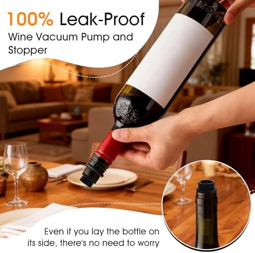 Vacuum Wine Stoppers 12 Pack, Silicone Wine Saver Seals