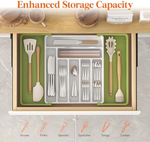 Lifewit Expandable Silverware Drawer Organizer, Kitchen Utensil Tray