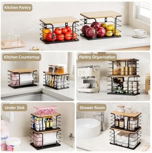 2 Pack Potato and Onion Storage Bin,Stackable Pantry Organizers and