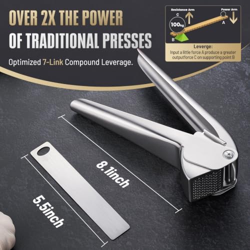 Uinxan 304 Stainless Steel Garlic Press