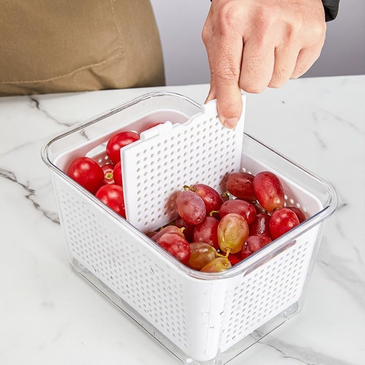 Cyrank Lettuce Keeper for Fridge, Produce Saver Container with Drain