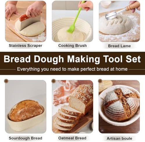 Sourdough Starter Kit with Proofing Baskets - Bread Baking Tools Set