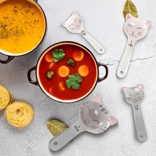 Cat Shaped Ceramic Measuring Spoons - Gift for Any Cat Lover - Cat