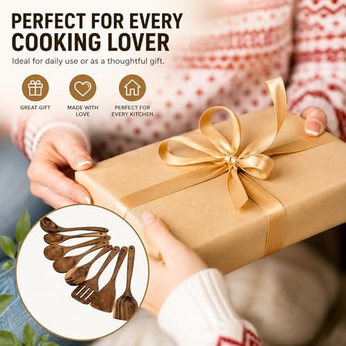 8-Piece Teak Wood Cooking Utensil Set